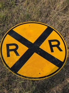 vintage railroad crossing sign trains modeling train collector large