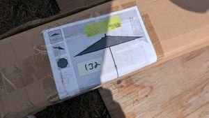 Large navy blue canvas umbrella overstock return new in box