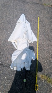 Large 10-ft white canvas three-tier patio umbrella return open box no box