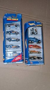 Hot Wheels. lot of 10 cars and two five packs Hot Wheels race team 3 and five car gift pack