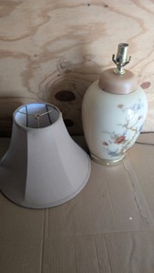antique vintage Oriental ceramic lamp nightstand living room with new shade