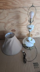 vintage antique floral Victorian style lamp plants leaves ivy Vines hand-painted