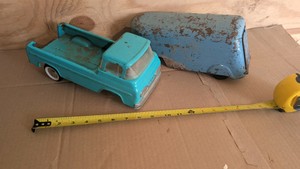 vintage Tonka Ford F100 nylon Ford Econoline pickup cabover pressed steel antique with trailer