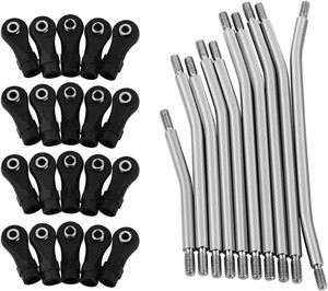 324mm Wheelbase Stainless Steel Rod Links Linkage Set with Steering Link for 110 Axial SCX10 & SCX10 II 90046 RC Crawler Car Upgrade,10PCS