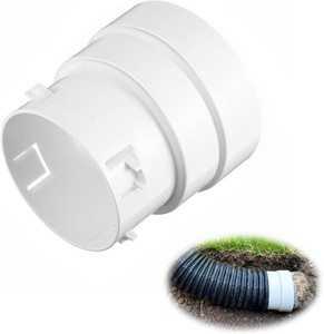 Saillong 1 Pack 4 PVC to Corrugated Pipe Adapter for SDR35SCH40 PVC Pipe  4Corrugated Pipe Adapter, Easy Push Fit Connector for Yard & Gutter Drainage Systems