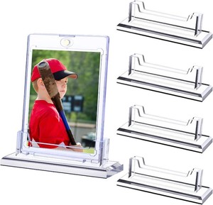 Yookeer 4Pack Magnetic Card holder Baseball, Fits 35PT Magnetic Card Holder  Display Stand for Standard Trading Cards , Clear Acrylic Organizer, Protector Sleeves, Showcase Collection on Desk Shelf