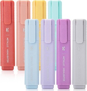 Mr. Pen- Glitter Highlighters, 8 Pack, Metallic Colors  Chisel Tip Highlighter Markers with Shimmer Finish, Smooth Writing Ink for Journaling, Note-Taking, Planning, School