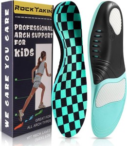 ROCKTAKIN Kids Arch Support Shoe Insoles, Plantar Fasciitis Orthotics Inserts Strong Support for Childrens High Arch, Flatfoot Pain Relief, Posture Improve  Firm Arch Support, Heel Pain Relief, Trimmable,Cushioned PU Foam,Fit For Active kids, Sports, Sc