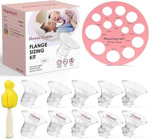 Nursi Luna Flange Sizing Kit, Flange Inserts for 24mm Breast Pumps, 10PCS  1315171921mm, Includes Nipple Sizer for Flanges to Find the Right Fit, Soft Silicone for Comfortable & Efficient Pumping