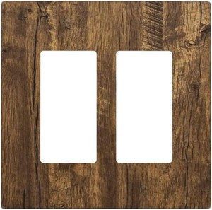 Vintage Brown Wood Grain Outlet Covers Double Rocker Light Switch Covers Decorative 2 Gang Gfci Wall Plate Dual Device Electrical Receptacle Switch Plate Cover Plug Faceplate for Home Decor
