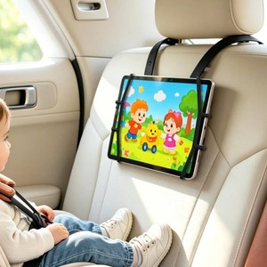 Silicone Car Tablet Holder,13.4 Adjustable Headrest Strap Mount Fits All 7.5-12.9 Tablets,Anti-Slip&Non-Glare Design,Back Seat Car Headrest Mount for iPadKindle, Washable Portable