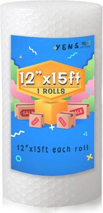 Yens 12 inch x 15 ft Bubble Cushioning Wrap, 1 Roll Perforated  For Moving Boxes, Shipping Packing Supplies