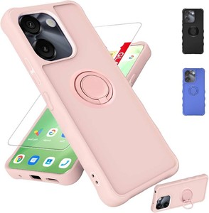 jioeuinly for AirVoice S67 5G  C67 A67 Case NO Fit A67L Compatible for FOXXD Foxx Miro S67 5G  A67  HTH C67 Phone Case Cover with Tempered Glass Screen ProtectorRing Support Pink