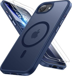$25 miracase for iPhone 16e case & iPhone 17e Case for MagSafe with 2 9H Screen Protectors TOP Military-Grade Protection Shockproof with Velvet Touch for iPhone 16e17e Phone Case 6.1, Dark Blue