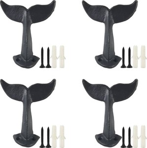 $22 YOOHUA 4PCS Cast Iron Whale Tail Wall Hooks with Mounting Screws