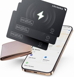 $46 Ultrbeka Rechargeable Ultra-Thin Wallet Tracker Card 0.094in IP68 Waterproof Bluetooth Tracker for Wallets, Passport, Work with Apple Find My, iOS Only Apple MFi Certified- 3pcs