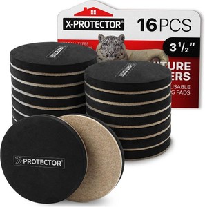 Felt Furniture Sliders Hardwood Floors X-PROTECTOR   16 PCS 3 12  Furniture Sliders   Heavy Duty Felt Sliders Hard Surfaces   Move Your Furniture Easily & Safely