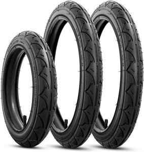 $42 Rear Folding 16 1.75 and Front 12.5 1.75x2.25 Tires and Tubes(2Sets1Set) Fit for BOB 3-Wheeler Gear Jogging Troller Models-Single and Double Stroller, Compatible with Revolution ProFlex and Duallie