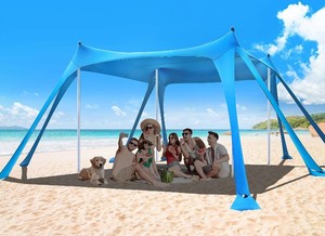 $119 Osoeri Beach Tent, Camping Sun Shelter UPF50 with 8 Sandbags, Sand Shovels, Ground Pegs & Stability Poles, Outdoor Shade Beach Canopy for Camping Trips, Fishing, Backyard Fun or Picnics