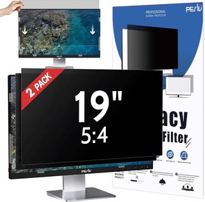 $56 Peslv 2-Pack 19 Inch Privacy Screen for Computer Monitor 54 Aspect Ratio, Eye Protection Anti Blue Light Glare Shield, 19inch Removable Black Blackout Anti Spy Desktop Security Private Filter