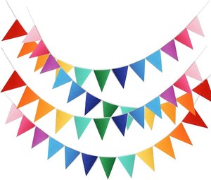 48Pcs Colorful Rainbow Pennant Banner, 4 Strings  Triangle Bunting Flags Banners for Birthday Party Decoration, Baby Shower, Classroom Decor, Reusable Triangle Flags Bunting