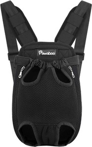 $30 Pawaboo Pet Front Carrier Backpack for Small Medium Dogs  Legs Out Easy-fit,Adjustable Straps,Hands-Free,Soft Padded Support for Travel Hiking Cycling Camping,5-8Lbs,Black,M