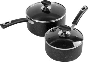 $30 Nonstick Saucepan Set - 2 Quart and 3 Quart,Ultra Non Stick Sauce Pan Small Pot with Glass Lid,Great for Home Kitchen Restaurant,Black