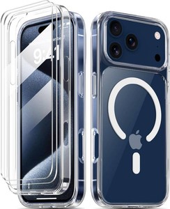 COOLQO Magnetic for iPhone 17 Pro Case, Dual-Layer Phone Cover, Clear  Compatible with MagSafe, Military Grade Drop Protection, Shockproof Protective Transparent Bumper with Screen Protectors