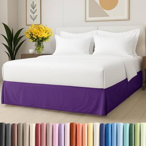 Pleated Bed Skirt Twin Size - 3 Sided Pleated Bed Skirt Twin - Ultra-Soft, Easy Fit with 15 Inch Tailored Drop - Hotel Quality, Wrinkle Free & Fade Resistant - for Women, Men, Kids and Teens - Purple