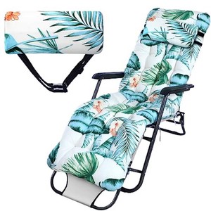 $37 Wesiti Lounge Cushion 67 x 21 Inch Lounger Chair Cushion Indoor Outdoor Patio Chaise Pad Replacement Rocking Mat for Furniture Sofa Non Slip Floral Thick High Back Chair Pads with Headrest 8 Ties