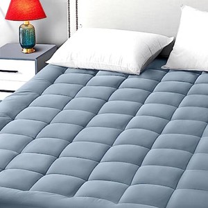 $69 EASELAND King Size Mattress Pad Pillow Top Mattress Topper Cotton Top  8-21 Deep Pocket Cooling Mattress CoverProtector 7880 Inches Dusty Blue, Boxing Quilted & Machine Washable