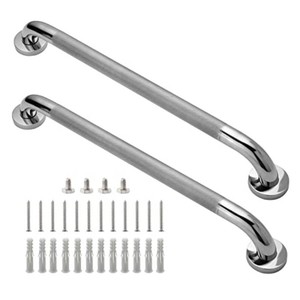 $50 Rockgoya Shower Grab Bar, 2 Pack 24 Inch Bathroom Grab Bar, 304 Stainless Steel 1.25 Diameter Anti-Slip Handicap Grab Bar Support Shower Rail Senior Handrail Shower Safety Bar Handle Missing Screws