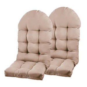 $67 Adirondack Chair Cushion, Rocking Chair Cushion 44x19.4x4 inch, High Back Patio Cushions of Upper and Lower with Ties, Sunscreen and Fade-Resistant (Beige, 2)