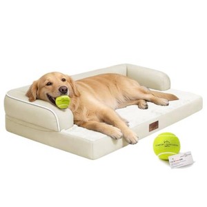 $47 Comfort Expression Orthopedic XL Dog Bed for Large and Extra Large Dogs  Pillow Support for Neck Relief, Egg Crate Foam, Waterproof Liner, Non-Slip Bottom, Removable Bolster Cover, 42 x 30 Inch
