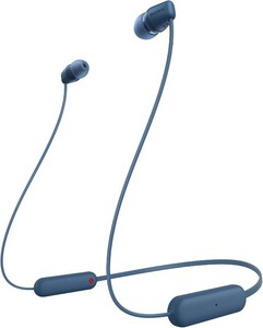 $40 Sony WI-C100 Wireless in-Ear Bluetooth Headphones with Built-in Mic, Blue  Up to 25 Hrs of Battery, Clear Hands-Free Calling, Easy Button Operation, Flexible Neckband, IPX4 Water Resistant