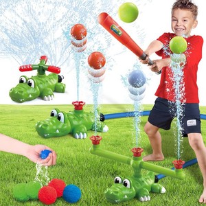 $30 Intoypad 4-in-1 Kids Water Sprinklers T Ball Set & Water Ball Toy Crocodile  Baseball Sprinkler for Backyard Outdoor Summer Toys for Boys Girls Outside Yard Water Game Toys for Kids Toddlers Ages 3-8 Missing Balls and Bat