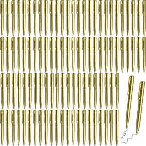 $22 100 Pcs Small Ballpoint Pens, 4 Inch Mini Pens Bulk, for Pocket Notebooks and Notepads, Black Ink (Gold)