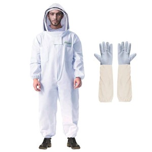 $46 LONGADS Bee Suit for Men, Full Body Beekeeper Suit with Gloves and Veil XXL  Breathable 240GSM 70% cotton, 30% polyester bee suit for comfortable beekeeping, apiary work, backyard hives and Halloween