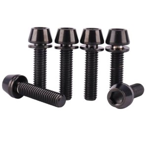 6PCS Titanium Screw Internal Hex M5x16mm 18mm 20mm Tapered Head Bolt with Washer for Bicycle Stem (Black, M5x20mm)