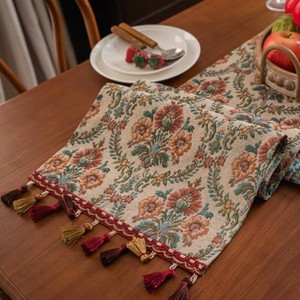 Rustic Floral Table Runner with Tassels, Retro Boho Style Spring Farmhouse Table Runners Heat Resistant Dustproof for Kitchen Dining Coffee Tables Entryway Sideboard Console Decor 71