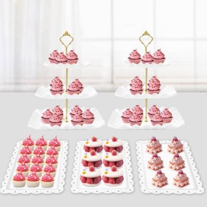 $22 5 Pcs Dessert Table Display Set- 3 Tier Cupcake Stand & Serving Tray