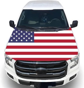 $29 American Hood Flag Cover - 59x51 in Car Hood Cover American Flag for Car Decor, Patriotic Car American Flag with 2 Pack Adjustable Triangular Fasteners