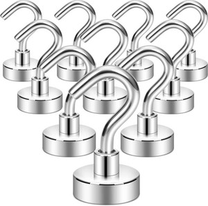 Neosmuk Magnetic Hooks, 30lb Heavy Duty, Silver, 10 Pack  for Cruise Cabins and Cruise Essentials 2026, Strong Magnet Hooks for Hanging on Metal Walls and Refrigerators