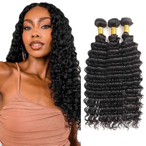 Deep Wave Bundles Human Hair 28 30 32 Inch Black Natural Color 150g Loose Deep Wave Bundles Human Hair Peruvian Virgin Hair Extensions