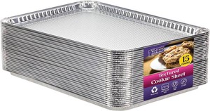 $31 Aluminum Pans Half Size Textured Cookie Sheet 15 Count Durable Nonstick Baking Sheets 15.87 x 11 - Sheet Pan, Baking Tray, Cookie Sheets, Foil pans, Foil trays, Sheet Baking Pans