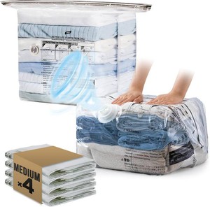 $20 TAILI Cube Vacuum Storage Bags 4 Pack, Medium Size (25x19x11 inch), Clear  Vacuum Seal Bags for Clothing, No Pump Compression Packing Cube for Blanket, Baby Clothes, Space Saver for Home Storage
