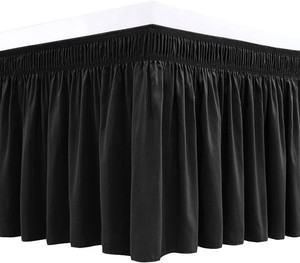 Wrap Around Bed Skirt Dorm Twin & Twin XL 18 Drop-Elastic Dust Ruffle  Adjustable Pleated Bedskirt-Easy Fit Wrinkle Resistant-Washable Hotel Quality-College Dorm Apartment Guest Bedroom Black