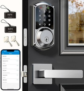 $100 Veise VE06-L Smart Deadbolt Lock with 2 Lever Handle Set, Satin Nickel  App & Fob Control, Electronic Digital Touchscreen Keypad, Remote Access Sharing, Keyless Entry for Front Door, Auto Lock