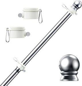 $20 PHITRIC 6 FT Flag Pole Kit, Tangle Free Spinning Weather Resistant Rustproof Stainless Steel Flagpole Suitable for 3x5 Heavy Garden Flag 1 Dia Flag Pole for Outdoor or Outdoor Wall-Mounted Flagpole