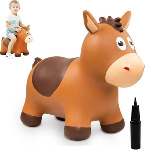 $34 ZOOJOY Inflatable Horse Hopping Toy, Ride-on Bouncy Animal for Toddler 18M  Horse Toys for Boys and Girls, Indoor & Outdoor Bounce Toys for 2 Year Old Kids, Birthday Gifts for 2 3 4 5 6 Yrs with Pump